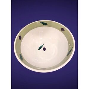 MAXAM ITALIAN HAND PAINTED OLIVE & LEAF PATTERN SERVING BOWL 10",‎ VTG, EUC